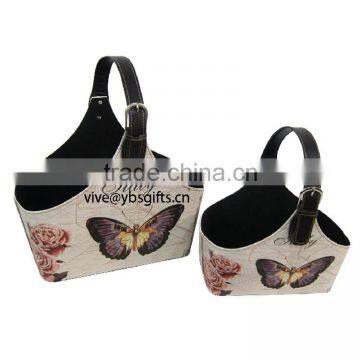 Fashion PU leather storage basket with images printing