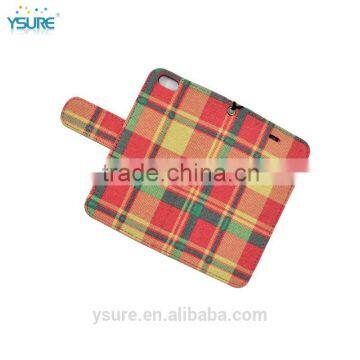 Plaid Pattern Fabric Leather Phone Case For OnePlus One With PVC ID and Credit Card Slots