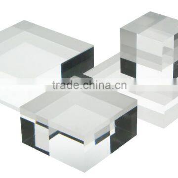 2016 high end recycled solid clear acrylic cube block best selling