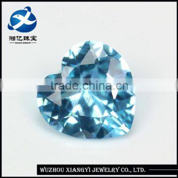 Fake aqua blue 7x7mm CZ loose heart stones gemstone