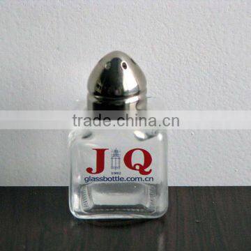 25ml square clear glass salt and pepper shaker wih lid