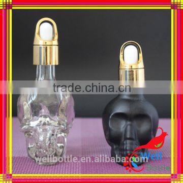 Skull Frosted Black Glass Dropper Bottle for Pipette 60ml Dropper Bottle With Childproof Tamper Cap photo-4