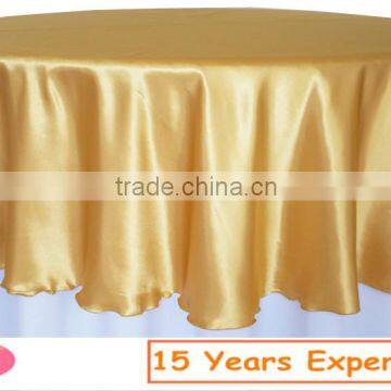 100%polyester golden table overlay, banquet/hotel table overlay, satin table overlay