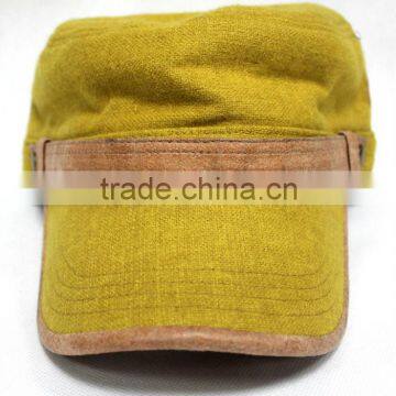 High Quality Woolen Cloth Leather Brim Flat Cap