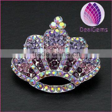 2015 Fashion Alloy Vintage Colorful Rhinestone Crown Beautiful Brooch