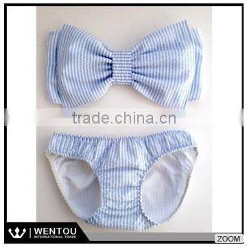 Wholesale Seersucker Bow Bandeau And Bikini