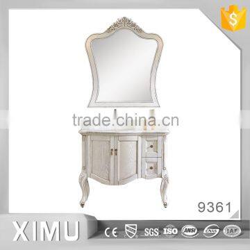 white antique handmade oak wood bathroom furniture