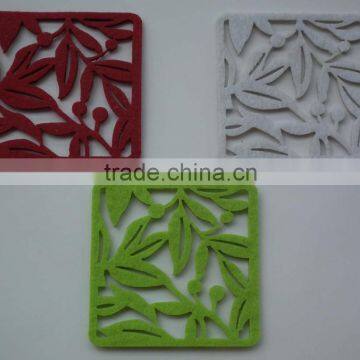 Xmas Hot Sale Laser Cutting Square flower-shape cup pad christmas Heat-resistant Felt Cup Mat