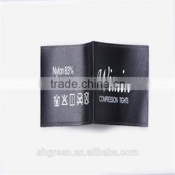 Center fold black sewing printing label with shiny surface