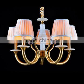 Brass Classic Pendant Chandelier with Bronze Color with White Shade