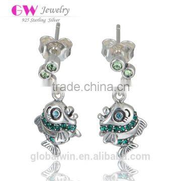 Large Wholesale Party Wear Stud Fish Silver 925 Women Jewelry Earring