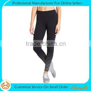 Women compression reflective print tight hidden key pocket adult training pants