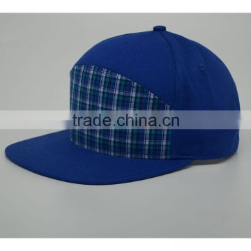 Flat bill cap snapback cap grid printing 5 panels baseball cap