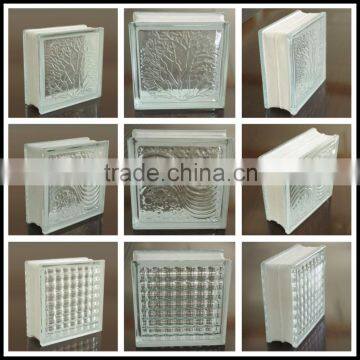 clear colored crystal parallel cloudy mosic glass block