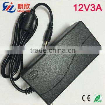 CE approved EU UK AU US 12V3A AC DC adapter ,12v adapter with plug you need