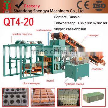 Shengya QT4-20 full automatically baking-free concrete block/colorful paver making machines curb stone making machinry price