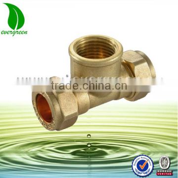 Brass Compression Fitting Female Center Branch Tee