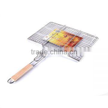 Wooden handle Barbecue grill mesh