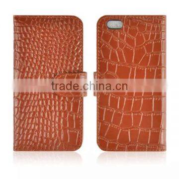 Fashion crocodile pattern leather flip mobile phone case,genuine leather case for iPhone 6 6Plus