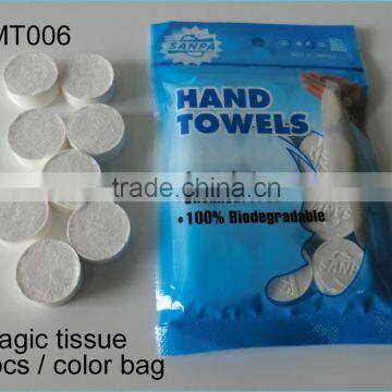 Zip Bag Packing Magic Coin Facial Tissue Compressed Tablet