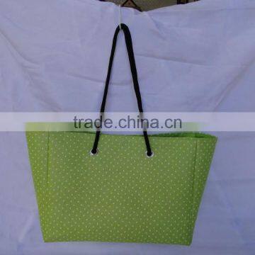 Fashion Canvas Shopping Bag With Dot Pattern for Women photo-4