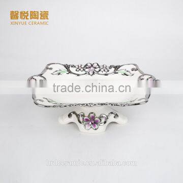 Stock Ceramic Candy Dish Golden ,ceramic Plate ,silver Golden Fruit Tray photo-2