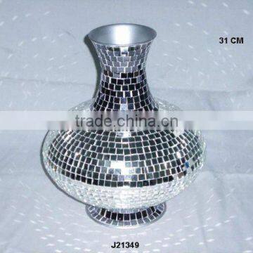 Two tone Glass mosaic Iron Vase available in All colours