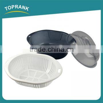 Custom Color Kitchen Vegetable Fruit Wash Strainer Oval Plastic Colander With Lid photo-4