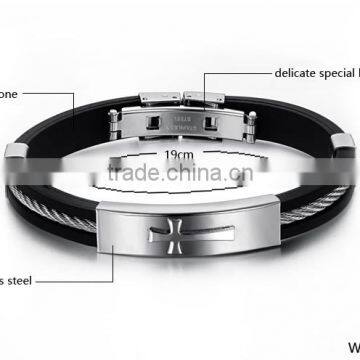 2017 Best Seller Gift Men Stainless Steel Silicone Bracelet photo-4