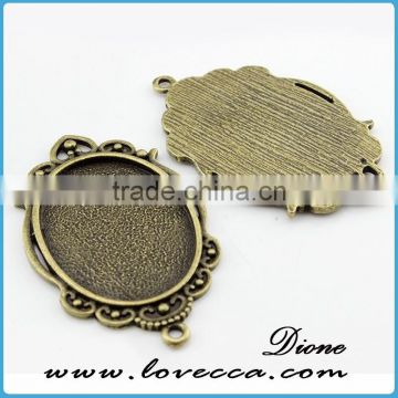 oval setting tray blanks pendants	,Antique style metal setting,Cameo Setting Charm Pendant