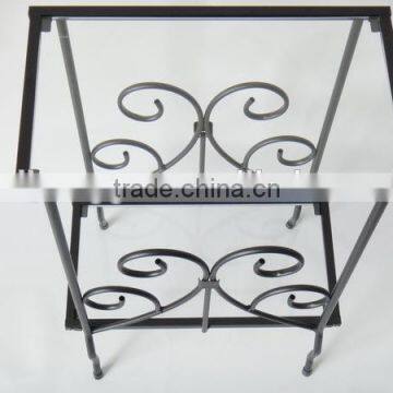 Decorative Occasional Magazine End Table Tempered Glass Top Metal Table photo-3