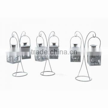 Metal stand with two christmas tree lantern