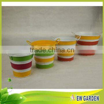 Anti-corrosion Home & Garden Decor Stripe Metal Flat Flower Pot photo-2
