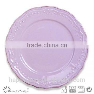 Embossed Solid Color Ceramic Salad Plate photo-2