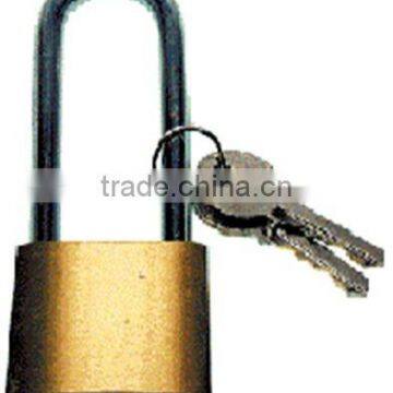 Padlock, heavy type with high steel shackle - brass body