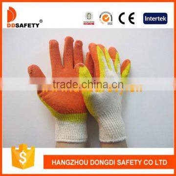 DDSAFETY 10 Gauge Beige T/C Shell Red Mixed Yellow Latex Coated Work Gloves