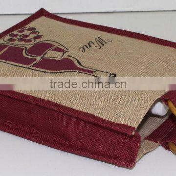 Strong Bag for Three Wine Bottles Jute Bag With Window -promotional Wholesale Custom Three Bottle Wine Bag photo-4