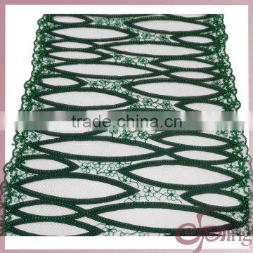 oval laser applique and embroidery polyester netting lace trim for dress decoration