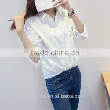 New Design 100% Cotton Plain Dyed Blouse / Formal Shirt For Women photo-5
