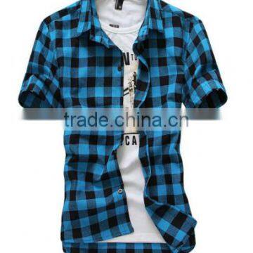 2016 New Summer Spring Fashion Men Plaid Short Sleeve Dress Shirts photo-3