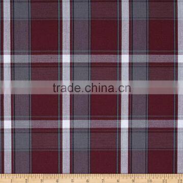 Poly/Cotton Uniform Plaid Maroon/Gray/White Fabric