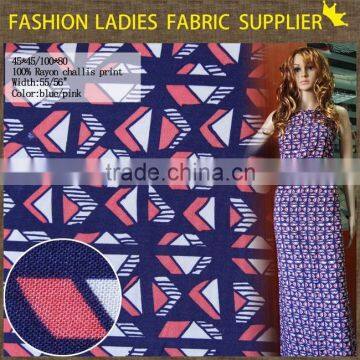 new fashion African 100% rayon challies fabric wholesale for ladies' dress