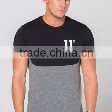 Bulk Wholeslae 96% Cotton 4% Elastane Men's Two Tone Paneled T-Shirt Custom Printed Regular Fit Gym T Shirt