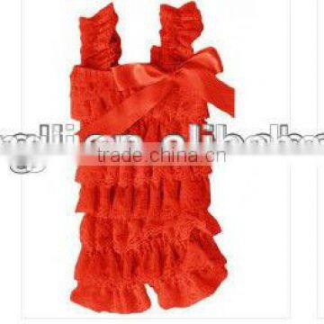 2015 Multiolour Wholesale Baby Plain Lace Ruffle Cute Cheap Rompers With Bow Baby Lace Romper
