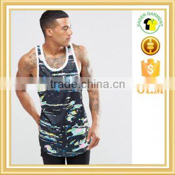 new fashion stringer singlet dry fit gym tank top with curved hem