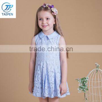 Newest Summer Doll Collar Baby Girls Sleeveless Dress Designs For Party