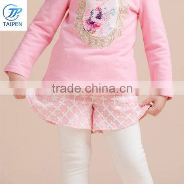 Winter Girls Short Pants And Legging Pices Jacquard Woolen Long Pant With Frill