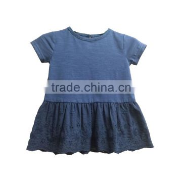 2018 new design 0-24 month toddle dark blue lace bottom dress