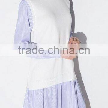 Runwaylover EY2189D Ladies Falbala Collar Fashion Splice Casual Dress photo-3