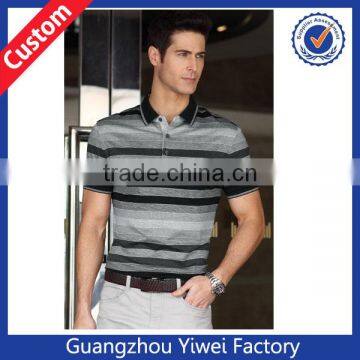 Cotton Spandex Striped Wholesale Polo Shirts for Mens Slim Fit